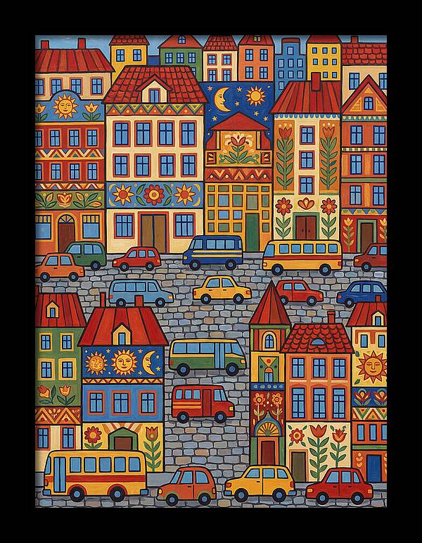 Colorful Urban Street Scene