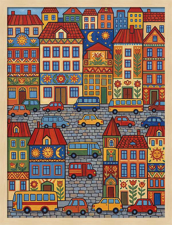 Colorful Urban Street Scene