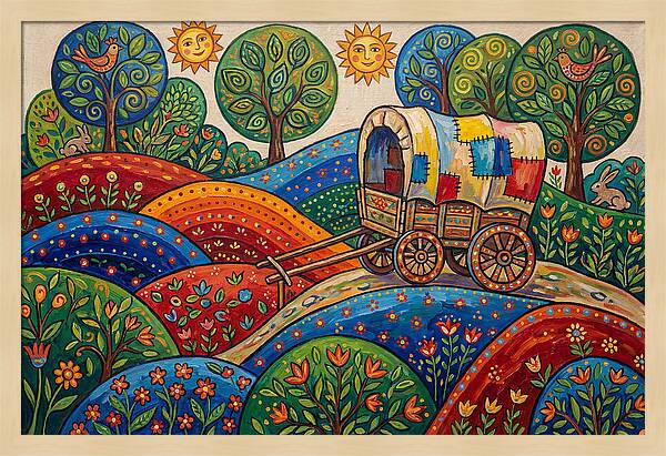 Colorful Wagon Landscape