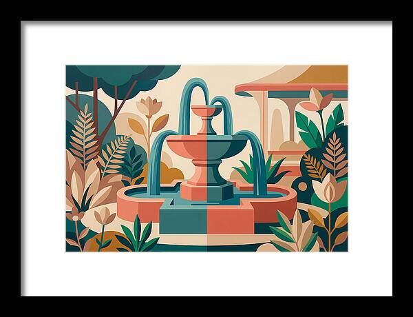 Colorful Water Fountain Scene