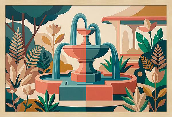 Colorful Water Fountain Scene