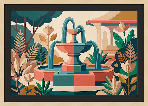 Colorful Water Fountain Scene