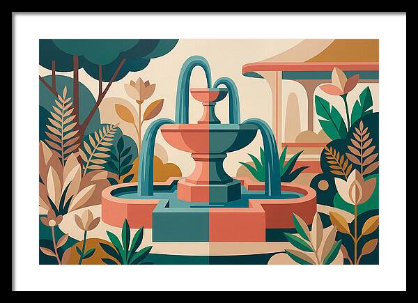 Colorful Water Fountain Scene