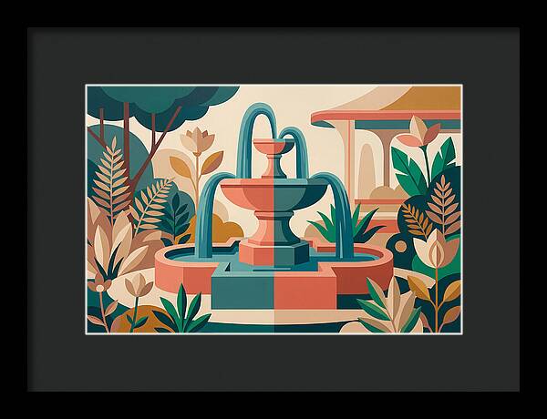 Colorful Water Fountain Scene