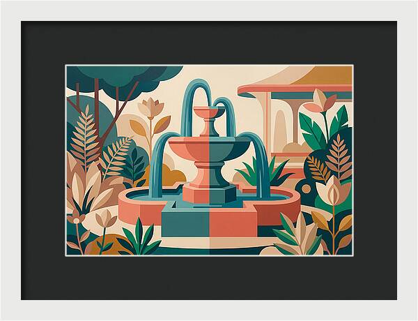 Colorful Water Fountain Scene
