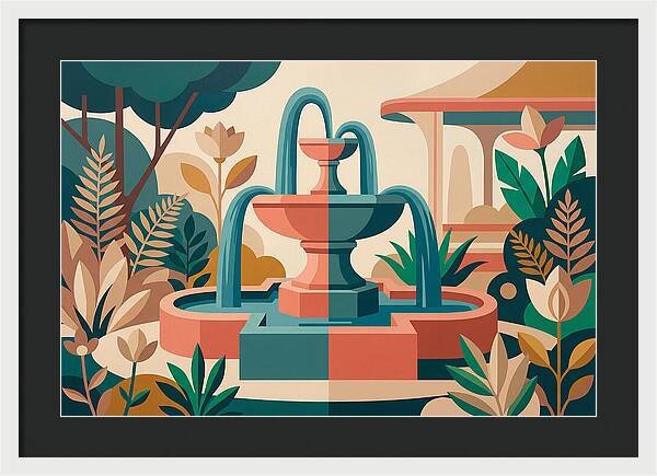 Colorful Water Fountain Scene