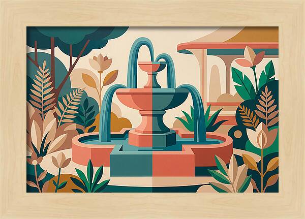 Colorful Water Fountain Scene