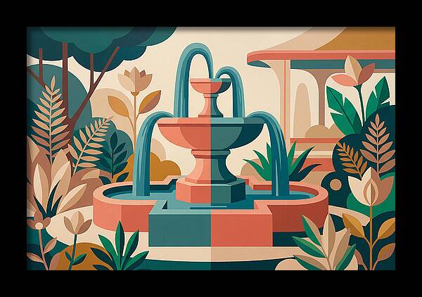 Colorful Water Fountain Scene