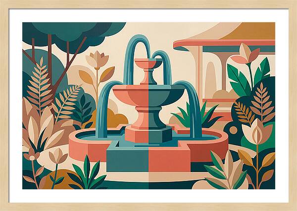 Colorful Water Fountain Scene