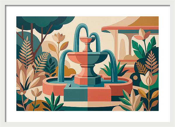 Colorful Water Fountain Scene