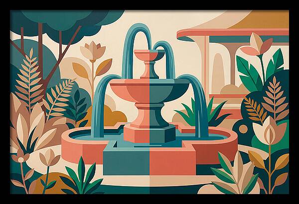 Colorful Water Fountain Scene