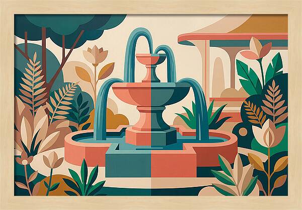Colorful Water Fountain Scene