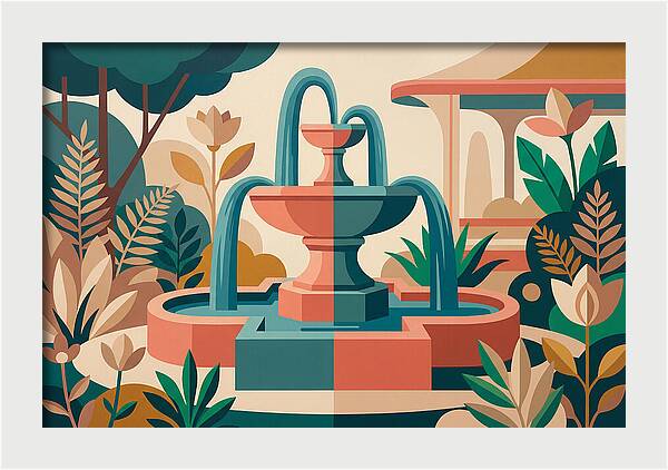 Colorful Water Fountain Scene
