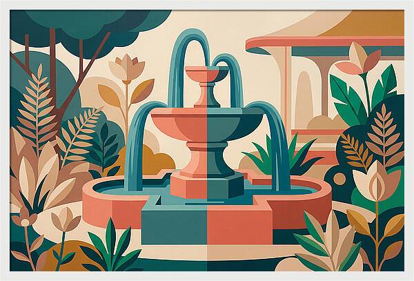 Colorful Water Fountain Scene
