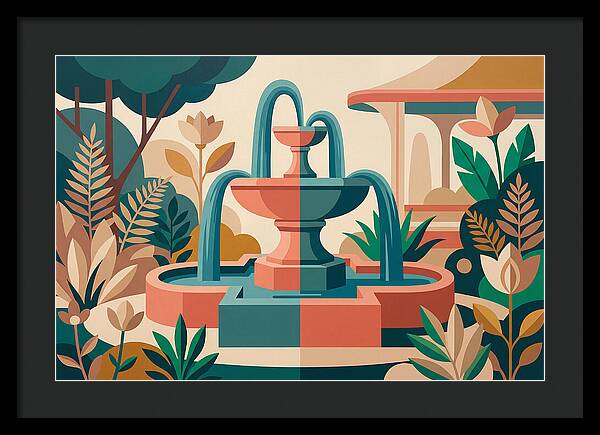 Colorful Water Fountain Scene