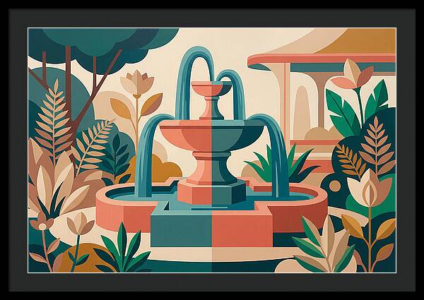 Colorful Water Fountain Scene