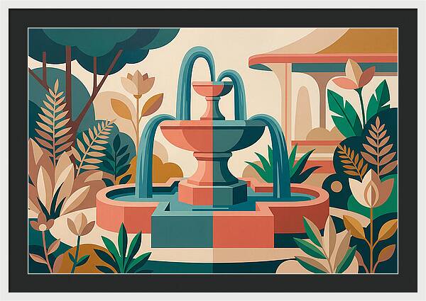 Colorful Water Fountain Scene