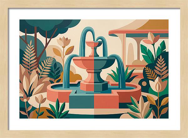 Colorful Water Fountain Scene