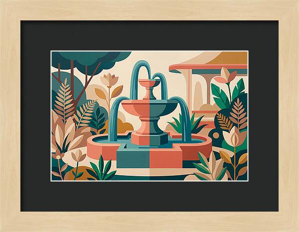 Colorful Water Fountain Scene
