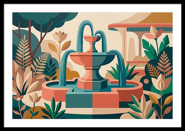 Colorful Water Fountain Scene