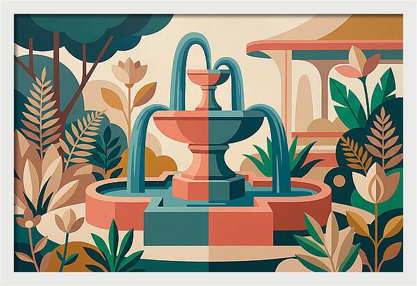 Colorful Water Fountain Scene