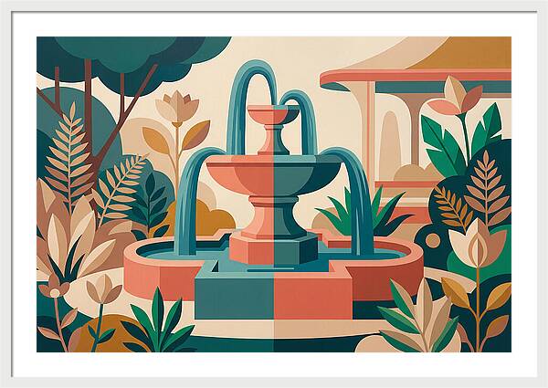 Colorful Water Fountain Scene