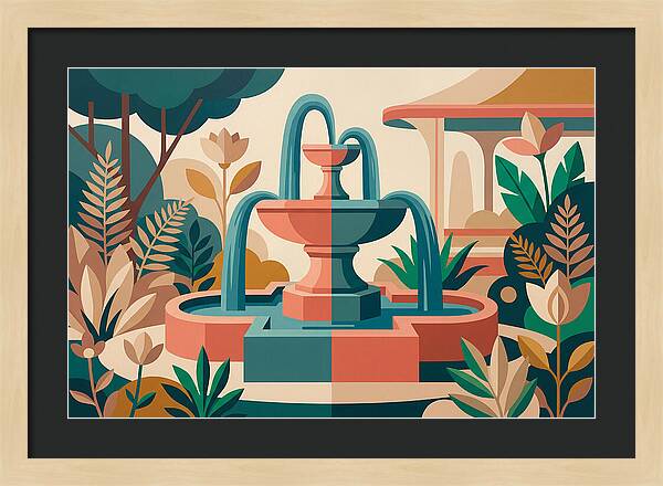 Colorful Water Fountain Scene