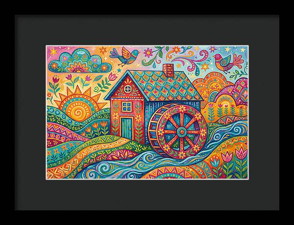 Colorful Water Mill Landscape