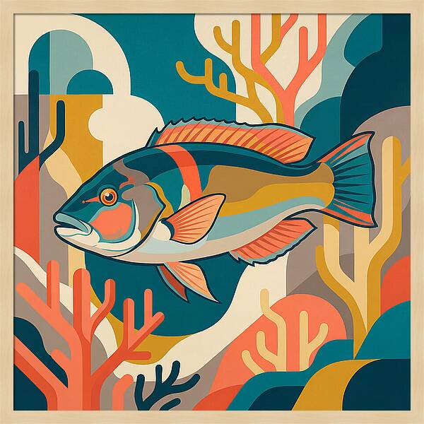 Colorful Wrasse In Ocean Depths