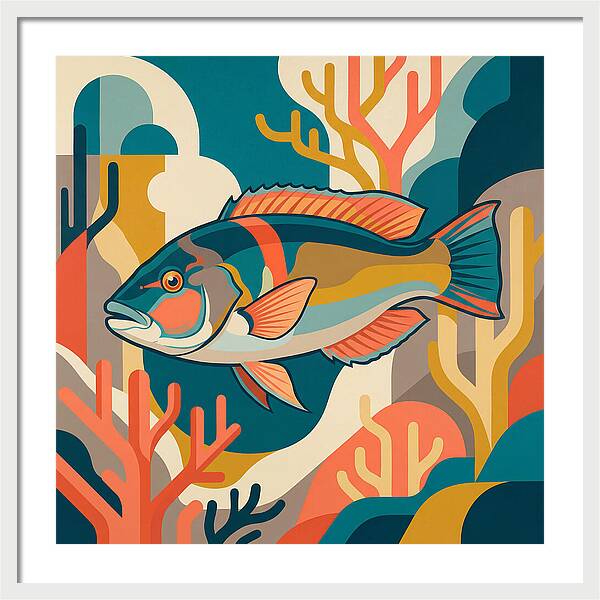 Colorful Wrasse In Ocean Depths