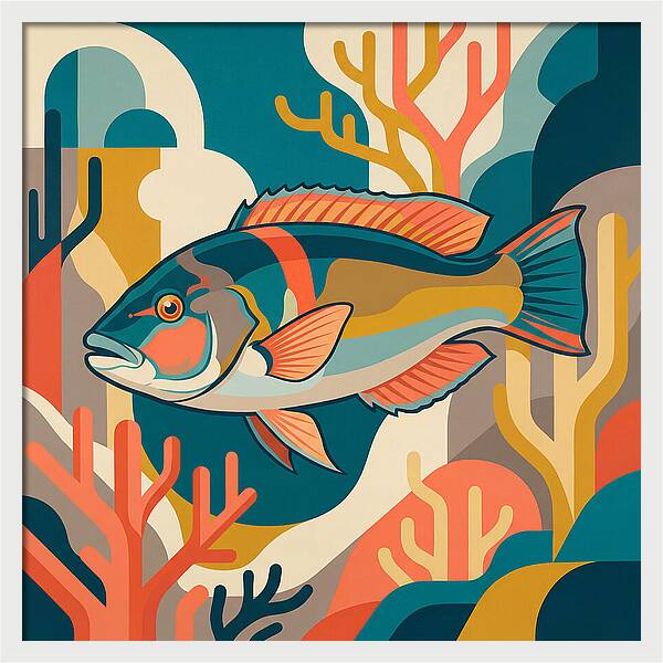 Colorful Wrasse In Ocean Depths