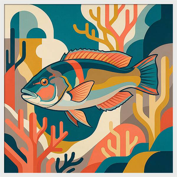Colorful Wrasse In Ocean Depths