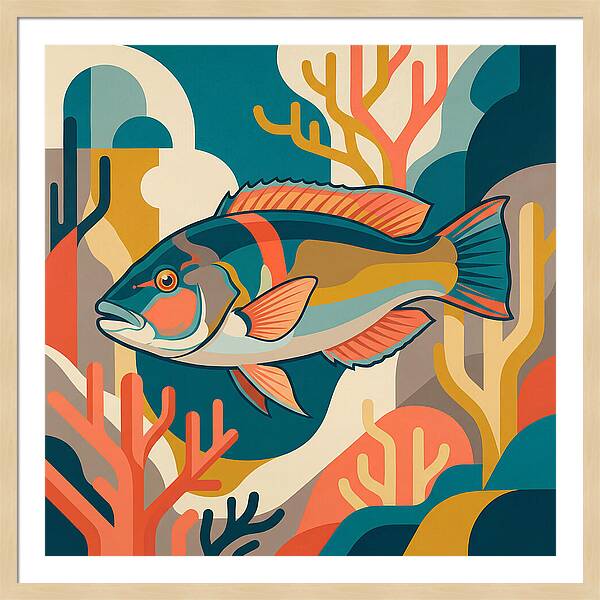 Colorful Wrasse In Ocean Depths