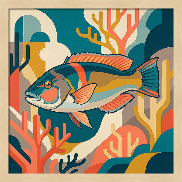 Colorful Wrasse In Ocean Depths