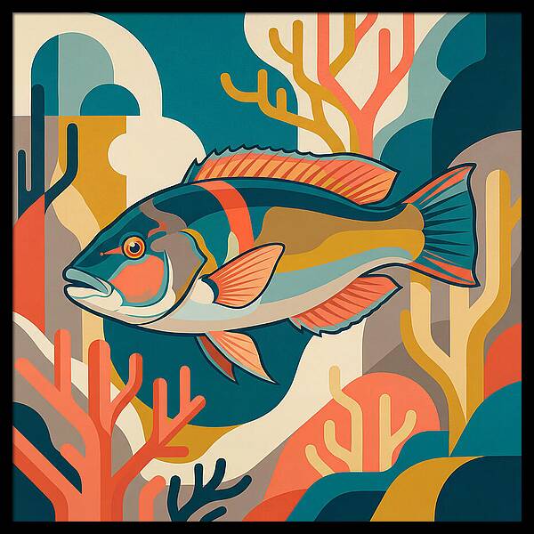 Colorful Wrasse In Ocean Depths