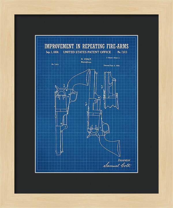 Colt Repeating Revolver Colt Blueprint Patent Us7613