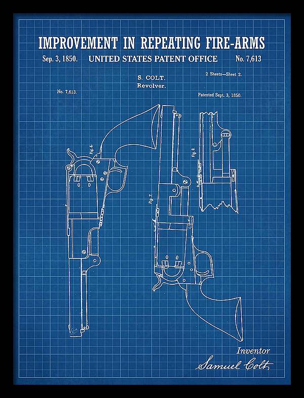 Colt Repeating Revolver Colt Blueprint Patent Us7613