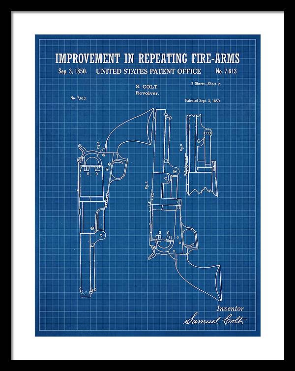 Colt Repeating Revolver Colt Blueprint Patent Us7613
