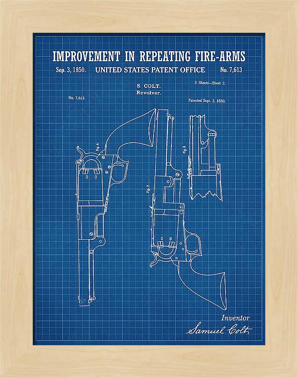 Colt Repeating Revolver Colt Blueprint Patent Us7613