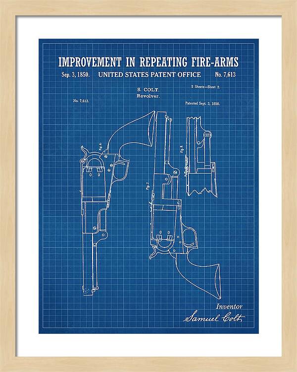 Colt Repeating Revolver Colt Blueprint Patent Us7613