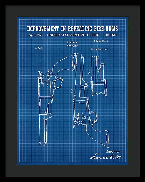 Colt Repeating Revolver Colt Blueprint Patent Us7613