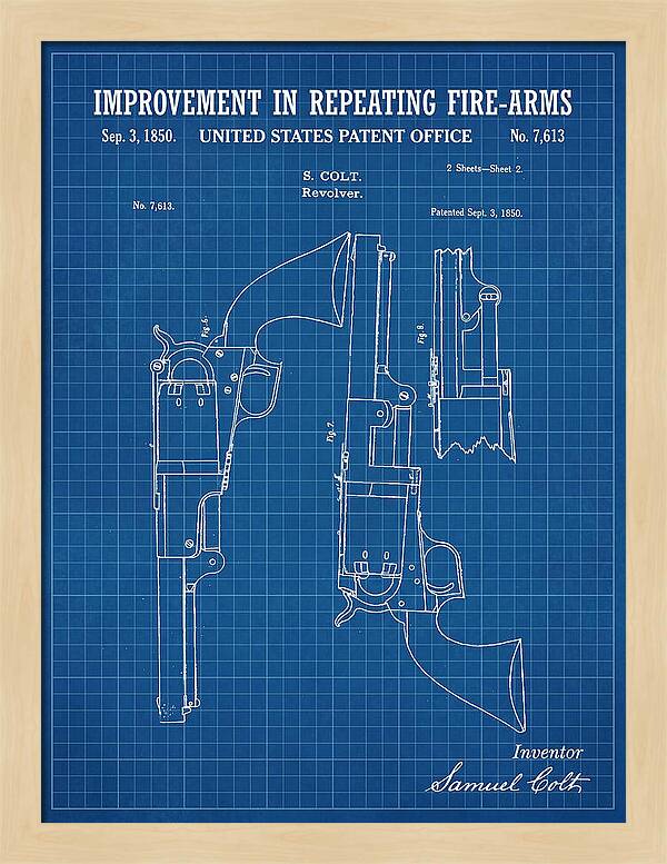 Colt Repeating Revolver Colt Blueprint Patent Us7613