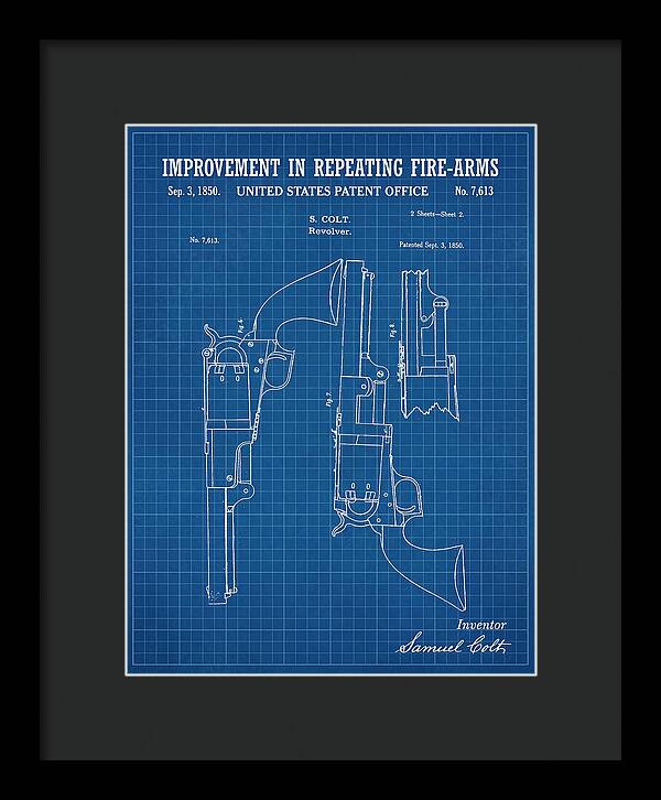 Colt Repeating Revolver Colt Blueprint Patent Us7613