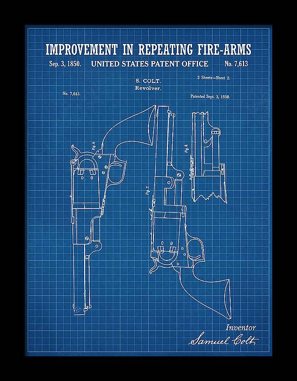 Colt Repeating Revolver Colt Blueprint Patent Us7613