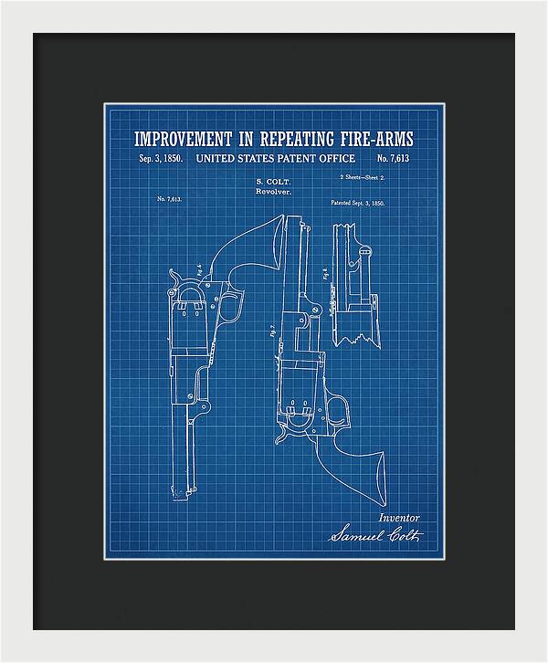 Colt Repeating Revolver Colt Blueprint Patent Us7613