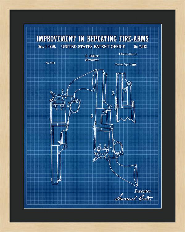 Colt Repeating Revolver Colt Blueprint Patent Us7613