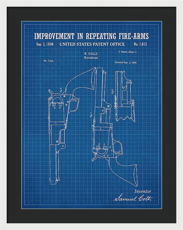 Colt Repeating Revolver Colt Blueprint Patent Us7613