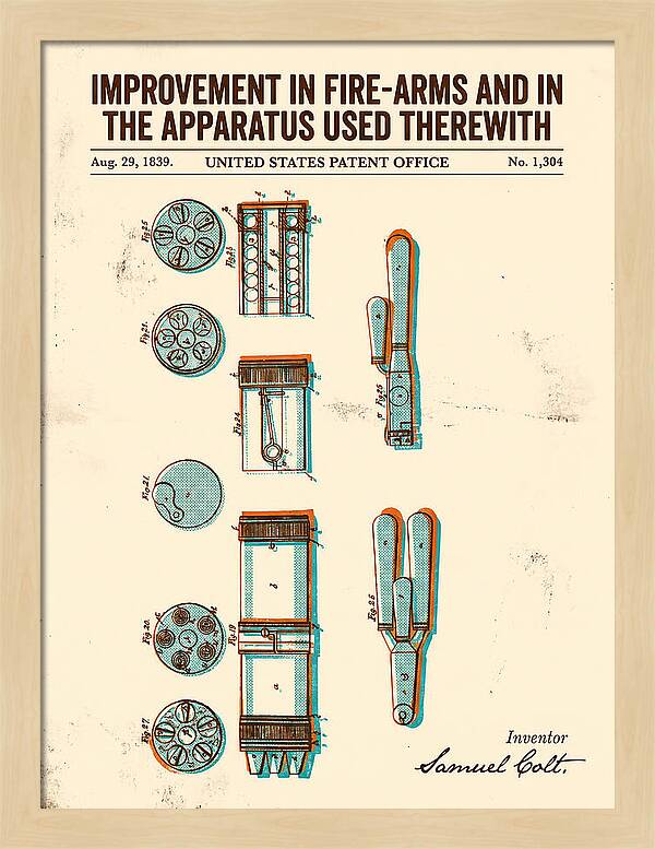 Colt Revolver Apparatus Colt Retro Patent Us1304