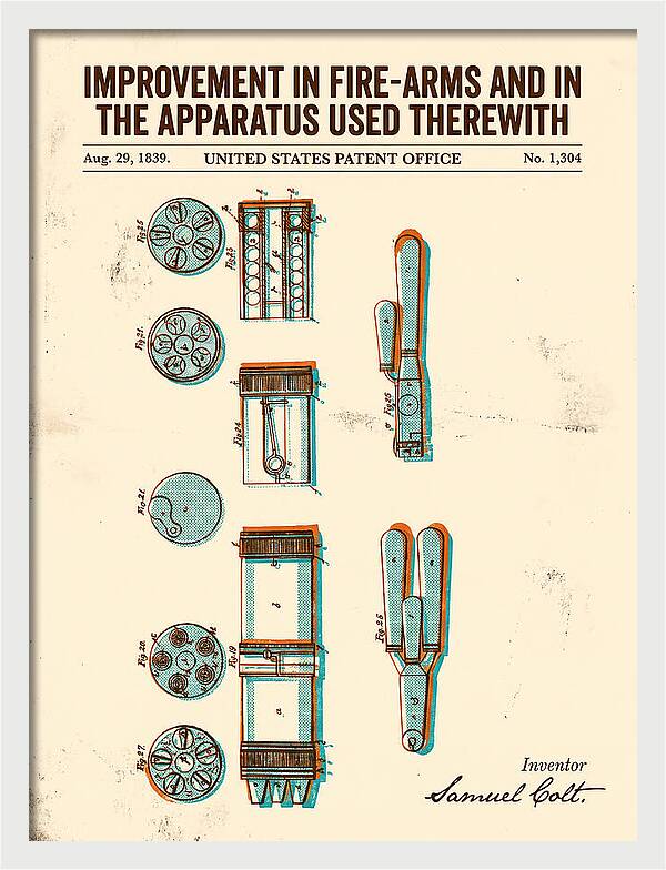 Colt Revolver Apparatus Colt Retro Patent Us1304