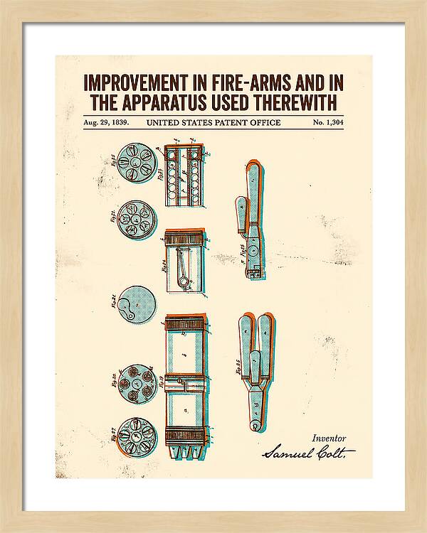 Colt Revolver Apparatus Colt Retro Patent Us1304